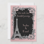 Vintage Paris Roze Roze Zilver Save The Date  (Achterkant)