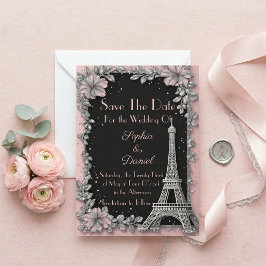 Vintage Paris Roze Roze Zilver Save The Date