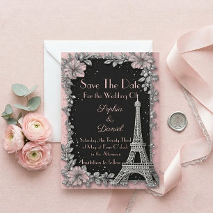 Vintage Paris Roze Roze Zilver Save The Date