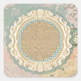 Vintage Paris Shabby Chic Franse Frame Boutique Vierkante Sticker