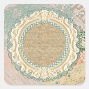 Vintage Paris Shabby Chic French Lijst Boutique Vierkante Sticker