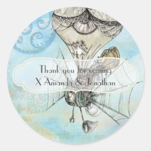 Vintage Paris Steampunk Trouwfeest Ronde Sticker