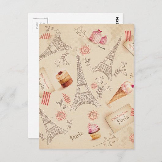 Vintage Paris Sweets Briefkaart (Voorkant / Achterkant)