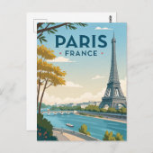 Vintage Paris Travel Briefkaart (Voorkant / Achterkant)
