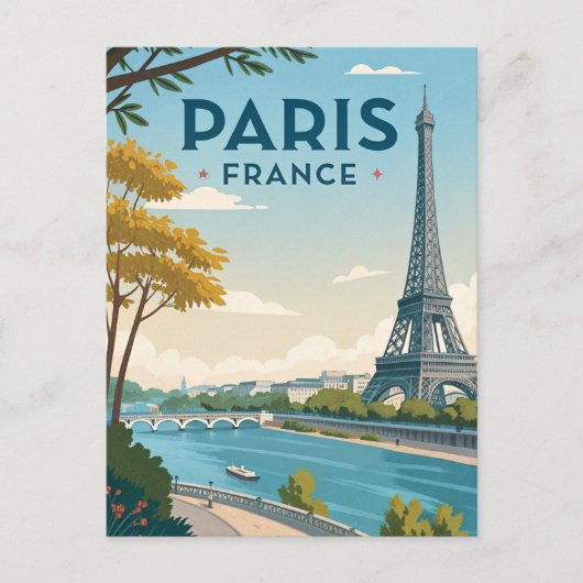 Vintage Paris Travel Briefkaart (Voorkant)