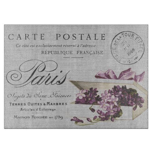 Vintage Paris Typografie Briefkaart Snijplank (Voorkant)