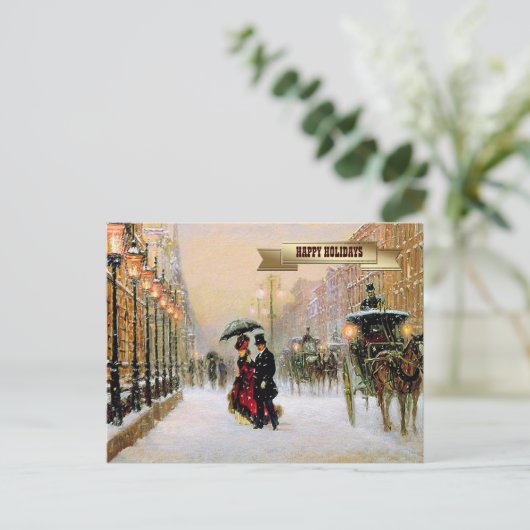 Vintage Parisiaanse kerstBriefkaarten Feestdagenkaart (Staand voorkant)