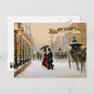 Vintage Parisiaanse kerstBriefkaarten Feestdagenkaart