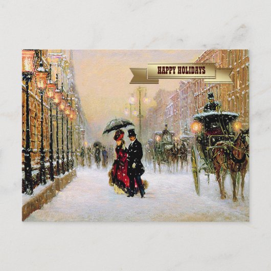 Vintage Parisiaanse kerstBriefkaarten Feestdagenkaart (Voorkant)