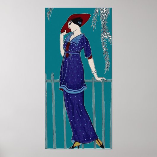 Vintage Parisian 1920s mode dame Poster (Voorkant)