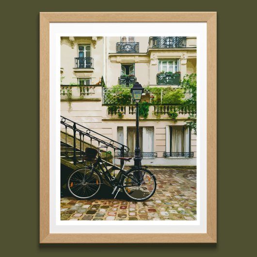 Vintage Parisian Street Bike Retro Poster