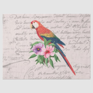 Vintage Parrot Ara Canga Floral Ephemera Tissuepapier
