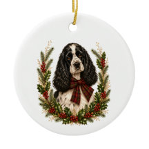 Vintage Parti Cocker Spaniel Kerst Ornament