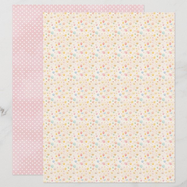 Vintage Pasen Eieren Scrapbook Papier (Voorkant / Achterkant)