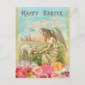 Vintage Pasen. Engel en Lam Feestdagenkaart (Voorkant)