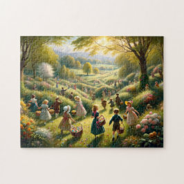 Vintage Pasen Plattelandse Eierjacht Legpuzzel