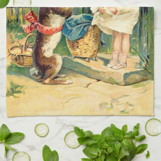 Vintage : pasen- theedoek (Gevouwen)