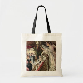 Vintage pasgetrouwd paar, Victoriaanse bruid gooit Tote Bag