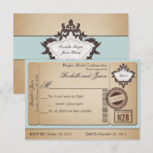 Vintage Paspoort Ticket RSVP Kaartje (Voorkant / Achterkant)