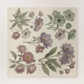 Vintage Pastel Anemonen Rozen Zachte Botanische Legpuzzel (Horizontaal)