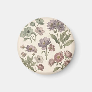 Vintage Pastel Anemonen Rozen Zachte Botanische Magneet