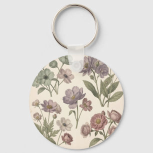 Vintage Pastel Anemonen Rozen Zachte Botanische Sleutelhanger