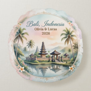 Vintage Pastel Bali Op Maat Gemaakte Twee Namen Aa Rond Kussen