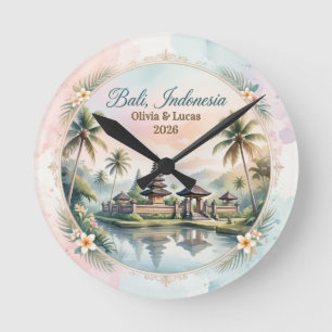 Vintage Pastel Bali Op Maat Gemaakte Twee Namen Aa Ronde Klok