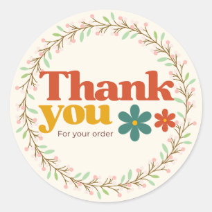 Vintage Pastel Bedankt Bloemenslinger Stickers 