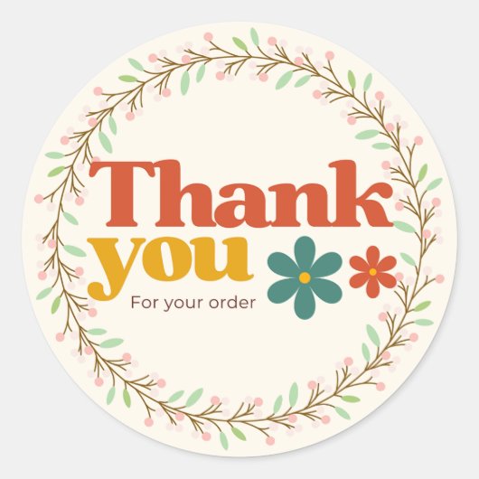 Vintage Pastel Bedankt Bloemenslinger Stickers  (Voorkant)