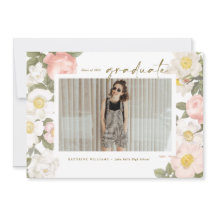 Vintage Pastel Bloemen Witte Foto Afstuderen