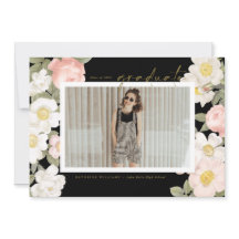 Vintage Pastel Bloemen Zwarte Foto Afstuderen