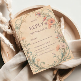 Vintage Pastel Bloemige Elegantie RSVP Kaartje