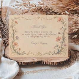 Vintage Pastel Bloemmotief Bedankkaart
