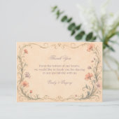 Vintage Pastel Bloemmotief Bedankkaart (Staand voorkant)
