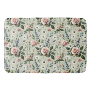 Vintage Pastel Bloemmotief Botanische Patroon Badmat