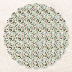 Vintage Pastel Bloemmotief Botanische Patroon Kartonnen Onderzetters