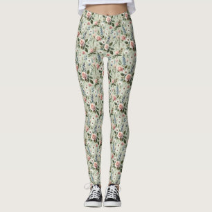 Vintage Pastel Bloemmotief Botanische Patroon Leggings