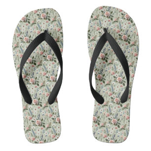 Vintage Pastel Bloemmotief Botanische Patroon Teenslippers