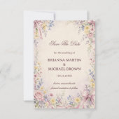Vintage Pastel Bloemmotief Save The Date (Voorkant)