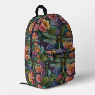 Vintage pastel bloemrijke tuin boho chic libel  bedrukte rugzak