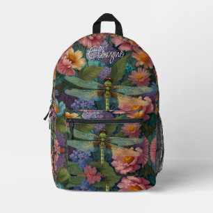 Vintage pastel bloemrijke tuin boho chic libel bedrukte rugzak
