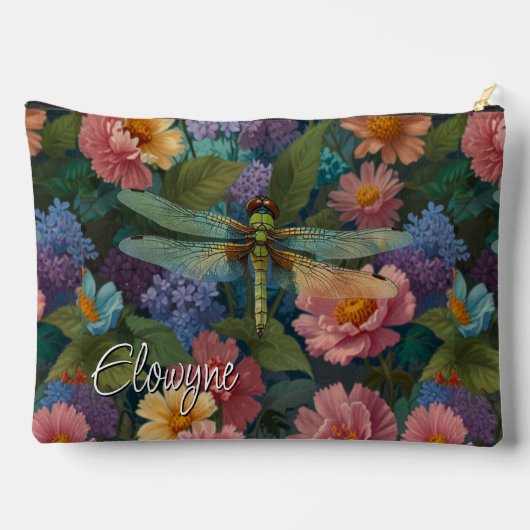 Vintage pastel bloemrijke tuin boho chic libel etui (Achterkant)