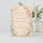 Vintage Pastel Botanische Romantiek Save The Date (Staand voorkant)