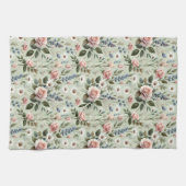 Vintage Pastel Floral Botanical Pattern Theedoek (Horizontaal)