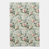 Vintage Pastel Floral Botanical Pattern Theedoek (Verticaal)