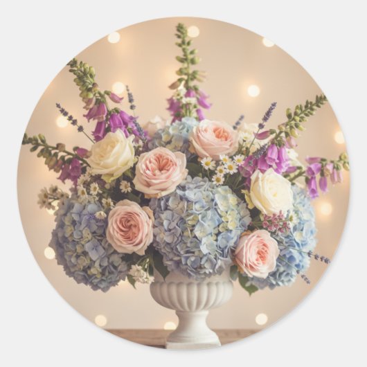 Vintage Pastel Garden Bouquet Ronde Sticker (Voorkant)