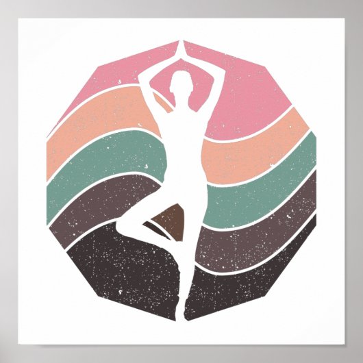 vintage pastel girl exercising or doing yoga pose poster (Voorkant)