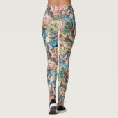 Vintage Pastel Kerstkaart Collage Leggings (Achterkant)