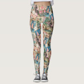 Vintage Pastel Kerstkaart Collage Leggings (Voorkant)